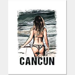 Cancun Mexico ✪ Vintage style poster | Most Beautiful Places on Earth | Surfer Girl Posters and Art